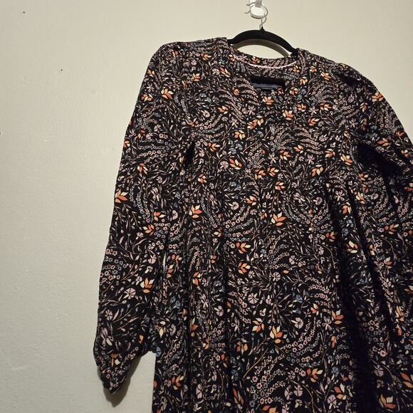 Maeve By Anthropologie Dark Floral Dress SM Ditsy Tiered Boho Cottage Festival - Picture 2 of 15